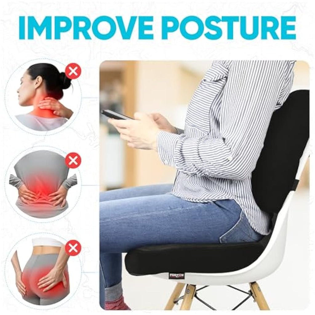 Jolof Store Memory Foam Lumbar Support Pillow and Seat Cushion Set