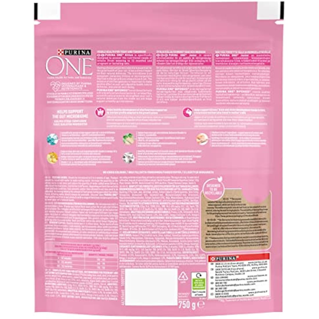 Purina One Kitten Dry Cat Food - Chicken & Rice 750g (Pack of 4)