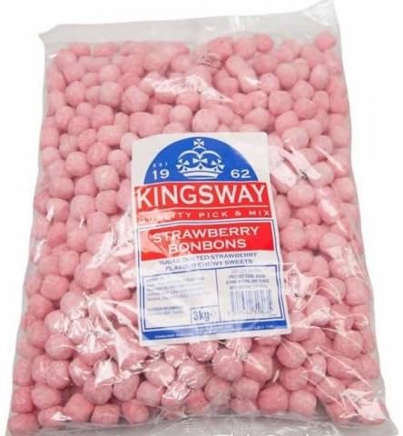 Jolof Store Strawberry Bon Bons – 1kg Chewy Retro Pick n Mix Sweets