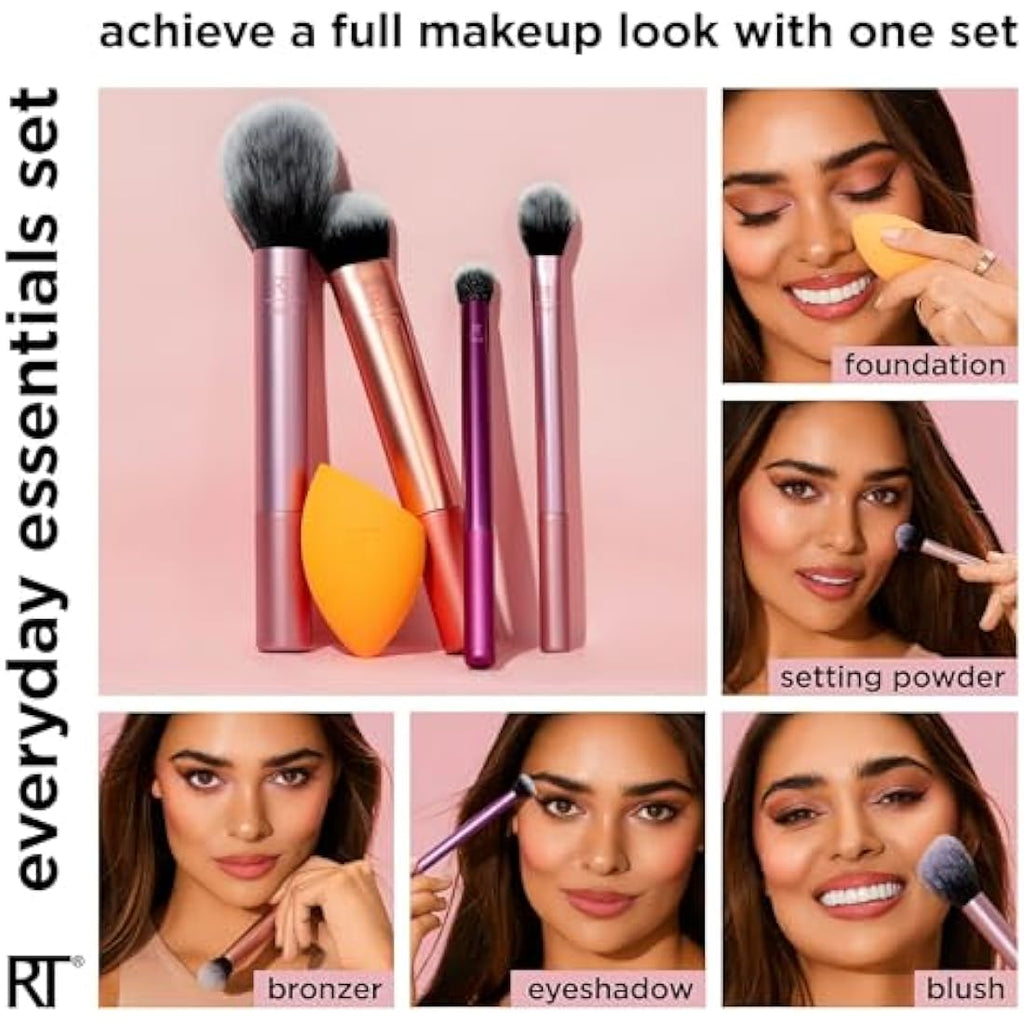 Real Techniques Everyday Essentials 5-Piece Makeup Brush & Sponge Set