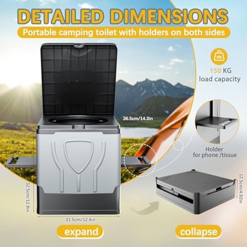 Congumi Portable Folding Camping Toilet with Paper and Phone Holder