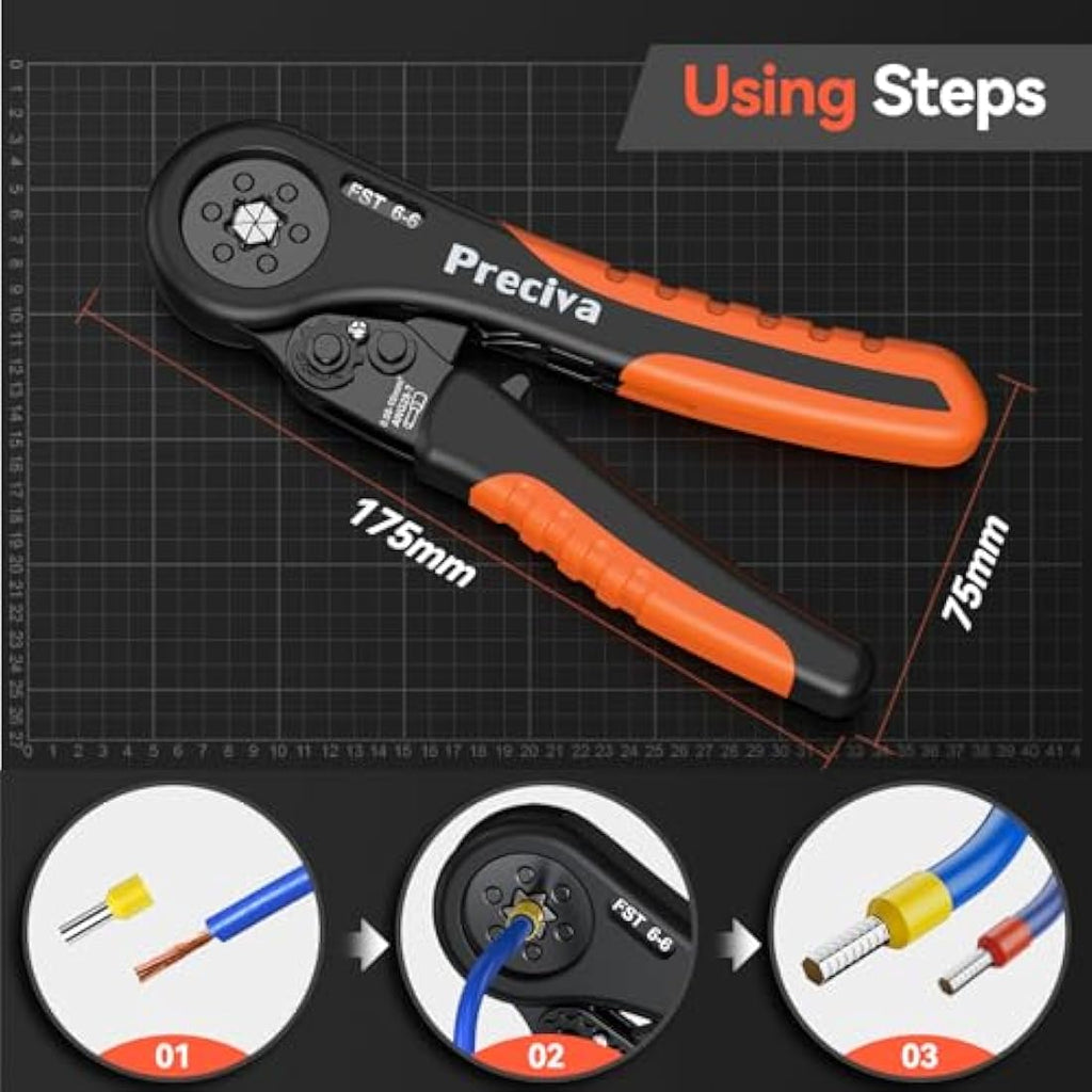 Preciva Wire Crimper Tool Kit | Hexagonal Ferrule Pliers with 2000pcs
