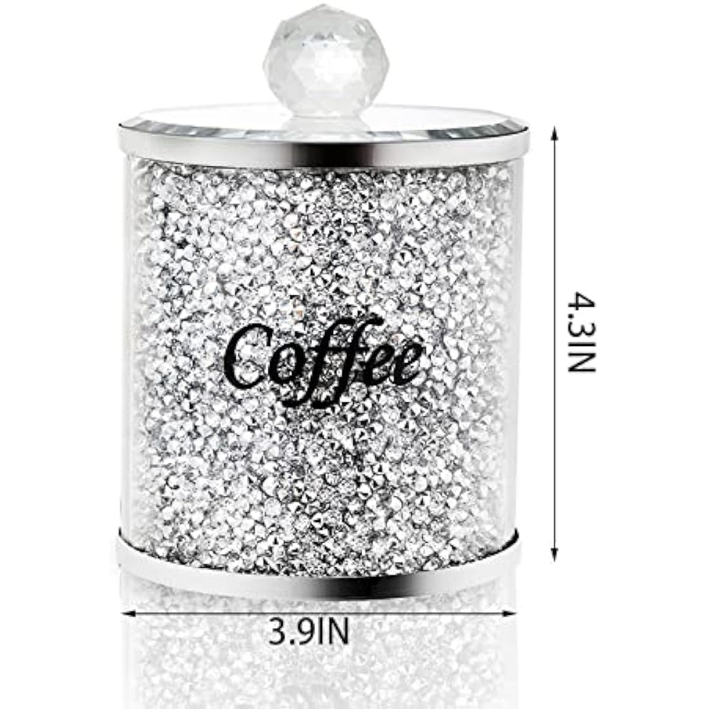 Jolof Store 3-Pack Crushed Diamond Glass Coffee Tea Sugar Canister Set