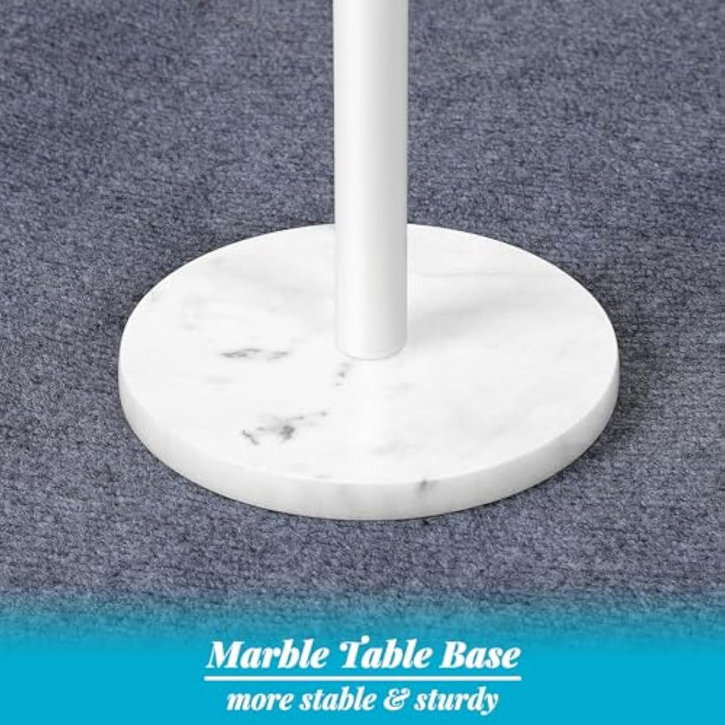 Smusei Round Side Table – Black Coffee Table with Marble Base, 32cm