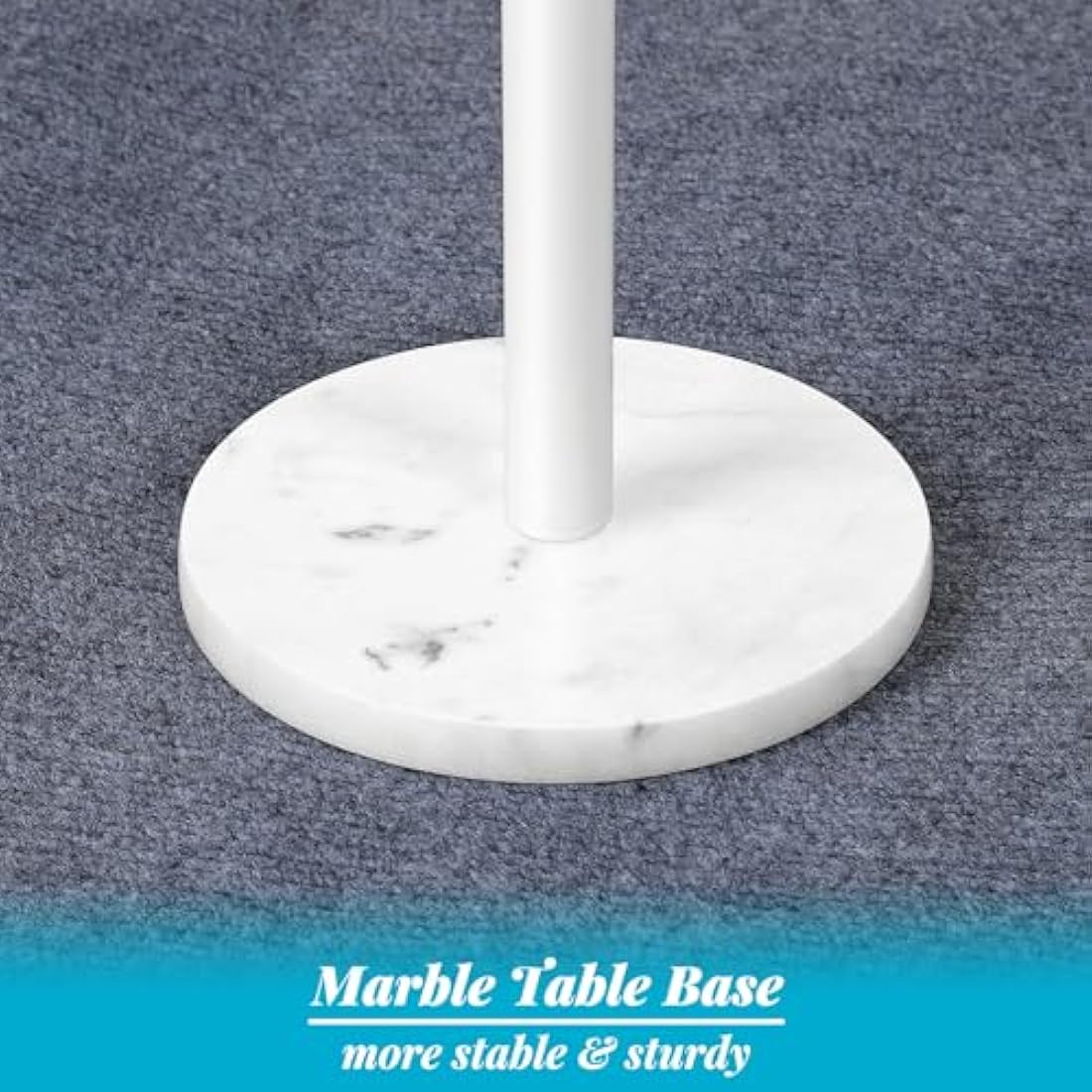 Smusei Round Side Table – Black Coffee Table with Marble Base, 32cm