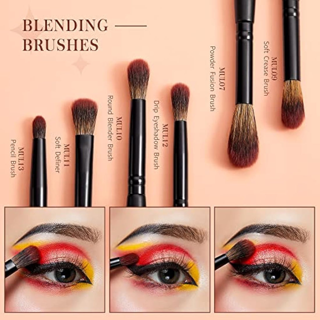 Jessup 16Pcs Professional Eye Makeup Brushes Set | Synthetic Black