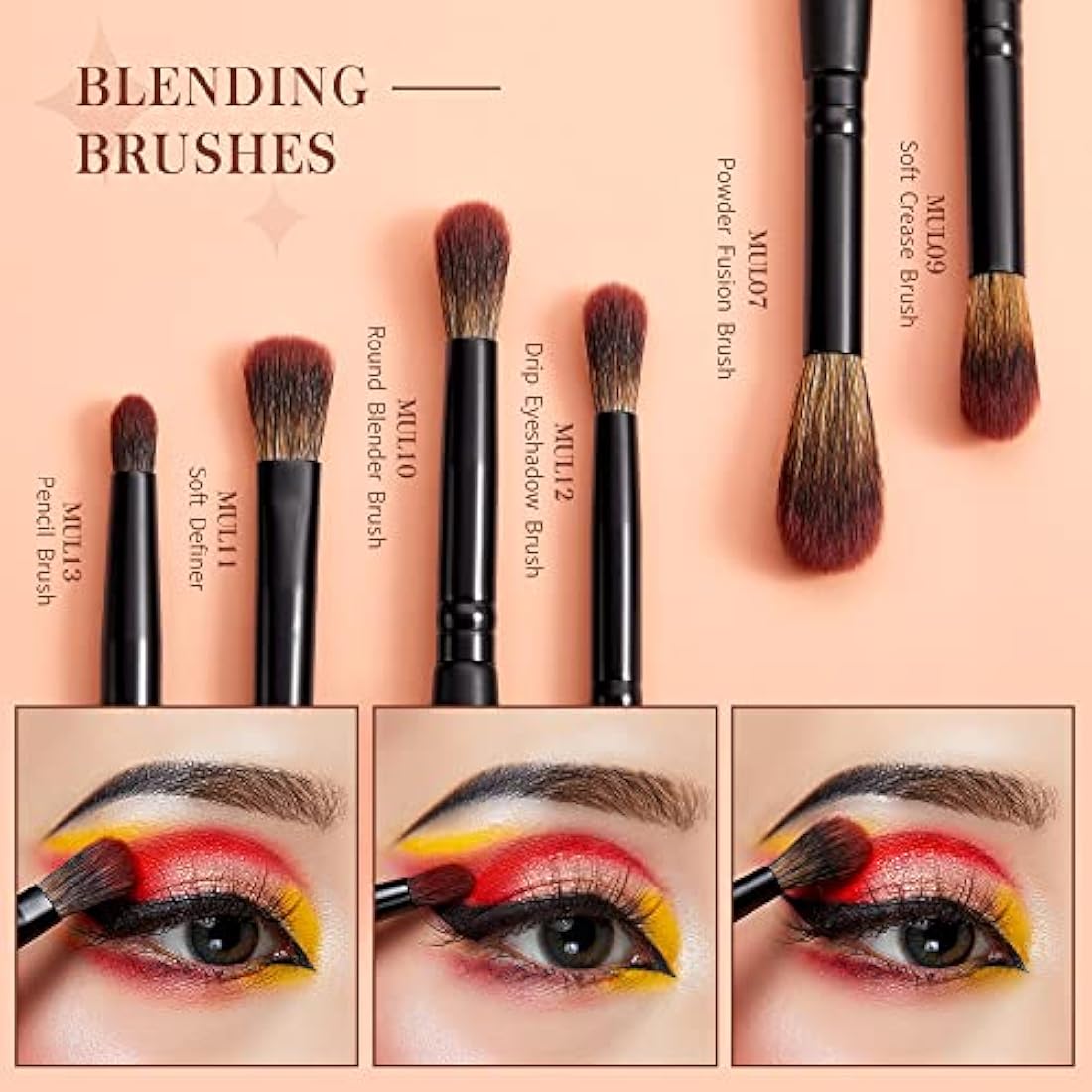 Jessup 16Pcs Professional Eye Makeup Brushes Set | Synthetic Black