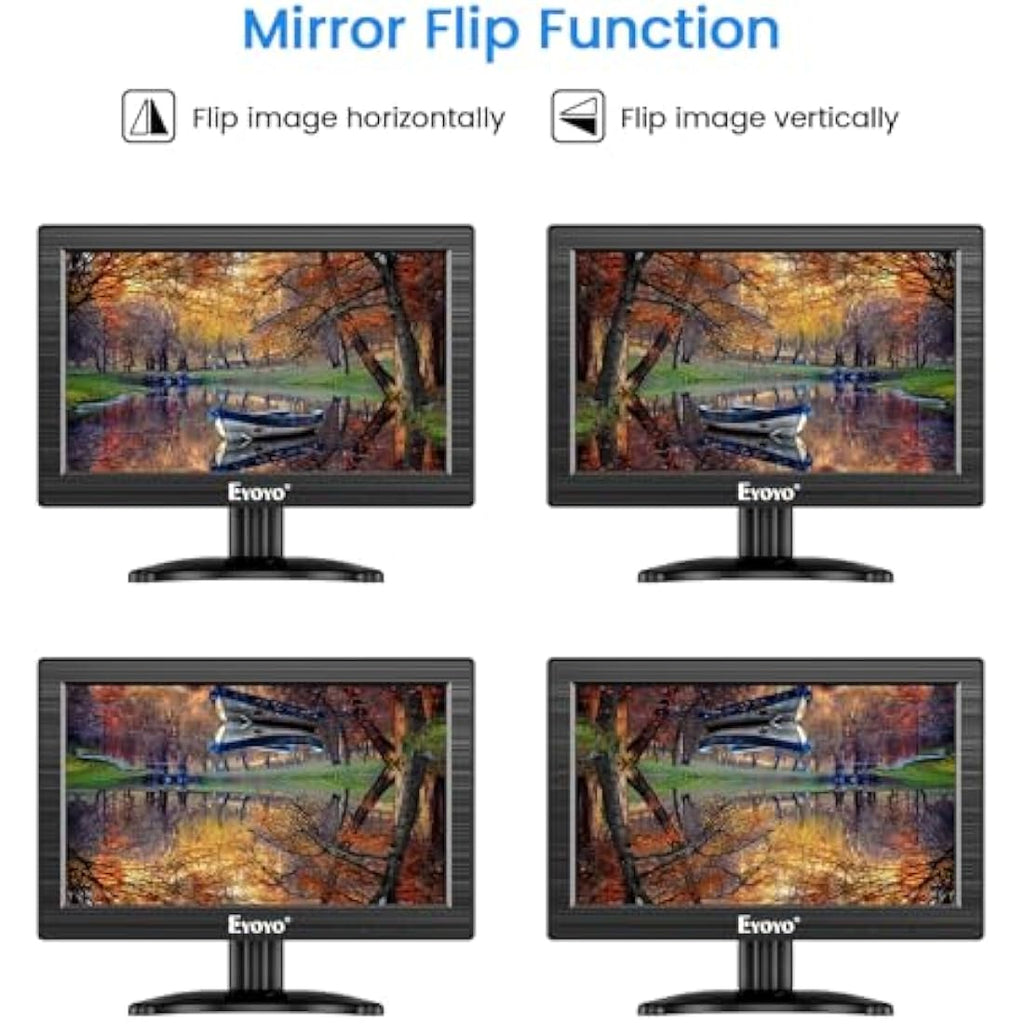 Eyoyo 12 Inch TFT LCD Monitor | 1366x768 HD Portable Display with HDMI & VGA