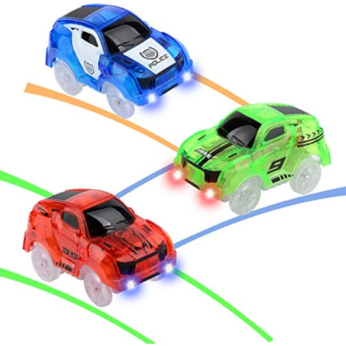 Glow Tracks Cars | 3-Pack LED Light Up Race Track Accessories