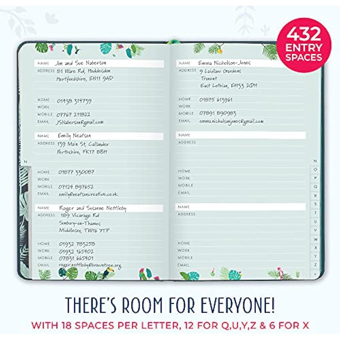 Boxclever Press Tabbed Address Book - Hardcover Contact Organizer, 432 Spaces