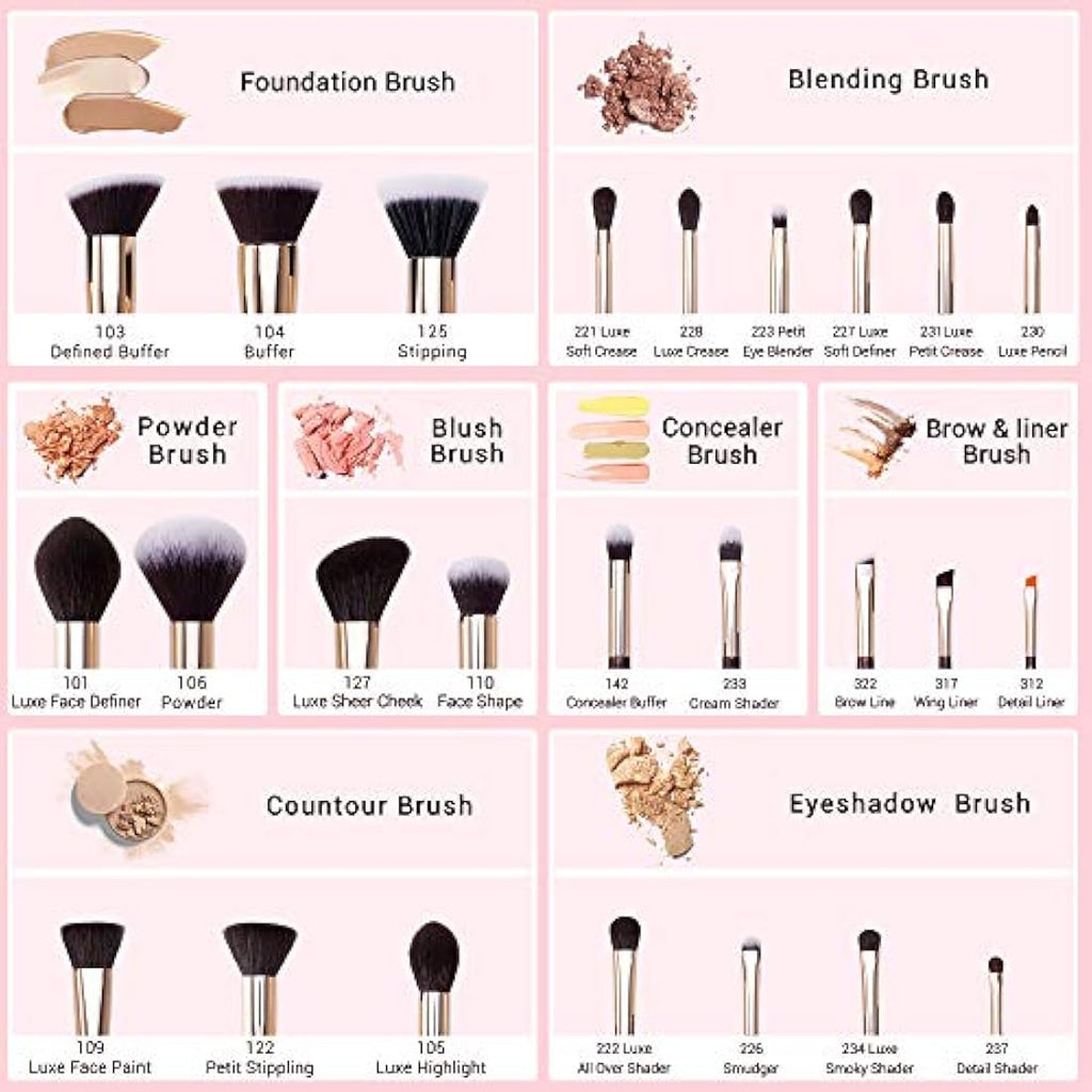 Jessup 25PCS Professional Makeup Brushes Set – Natural Hair Tools