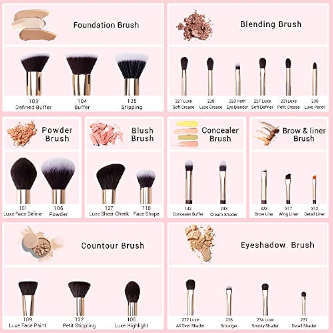 Jessup 25PCS Professional Makeup Brushes Set – Natural Hair Tools