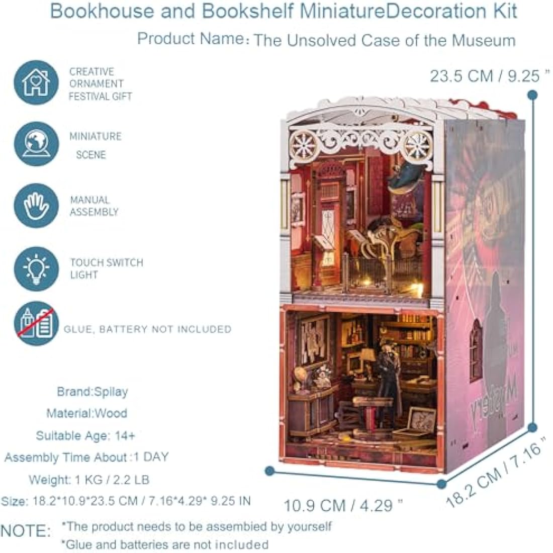 Spilay DIY Book Nook Kit - The Unsolved Case of the Museum with LED