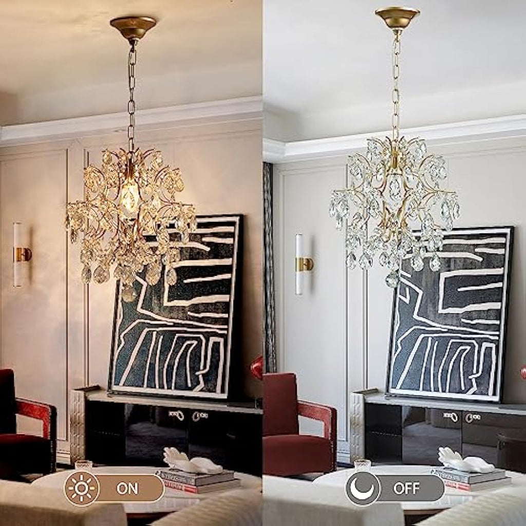 Bestier Gold Crystal Raindrop Pendant Chandelier – Modern Ceiling Light