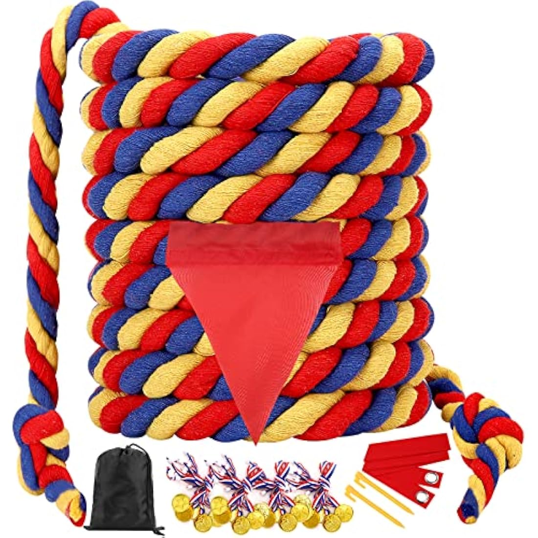 WYRJXYB 60ft Tug of War Rope Set – Cotton Outdoor Field Day Games for Kids