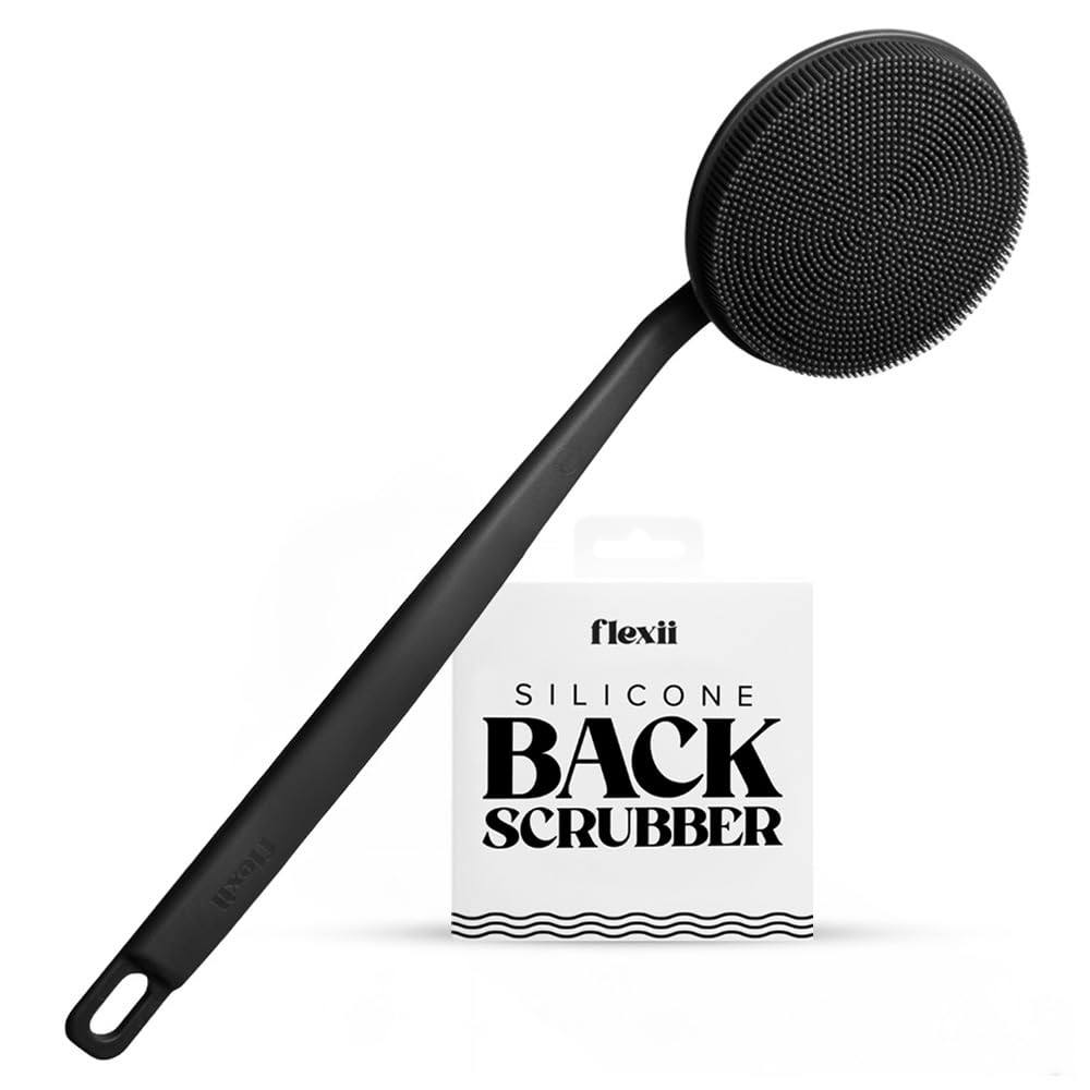 flexii Silicone Back Scrubber – Extra-Long Handle Exfoliating Shower Brush