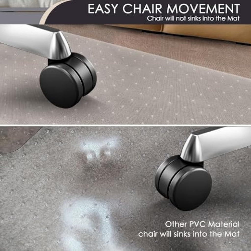 Kuyal Heavy Duty Office Chair Mat for Carpet | Clear 36" x 48" with Lip