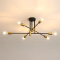 DAXGD 6-Light Modern Sputnik Ceiling Light – Black & Gold Flush Mount