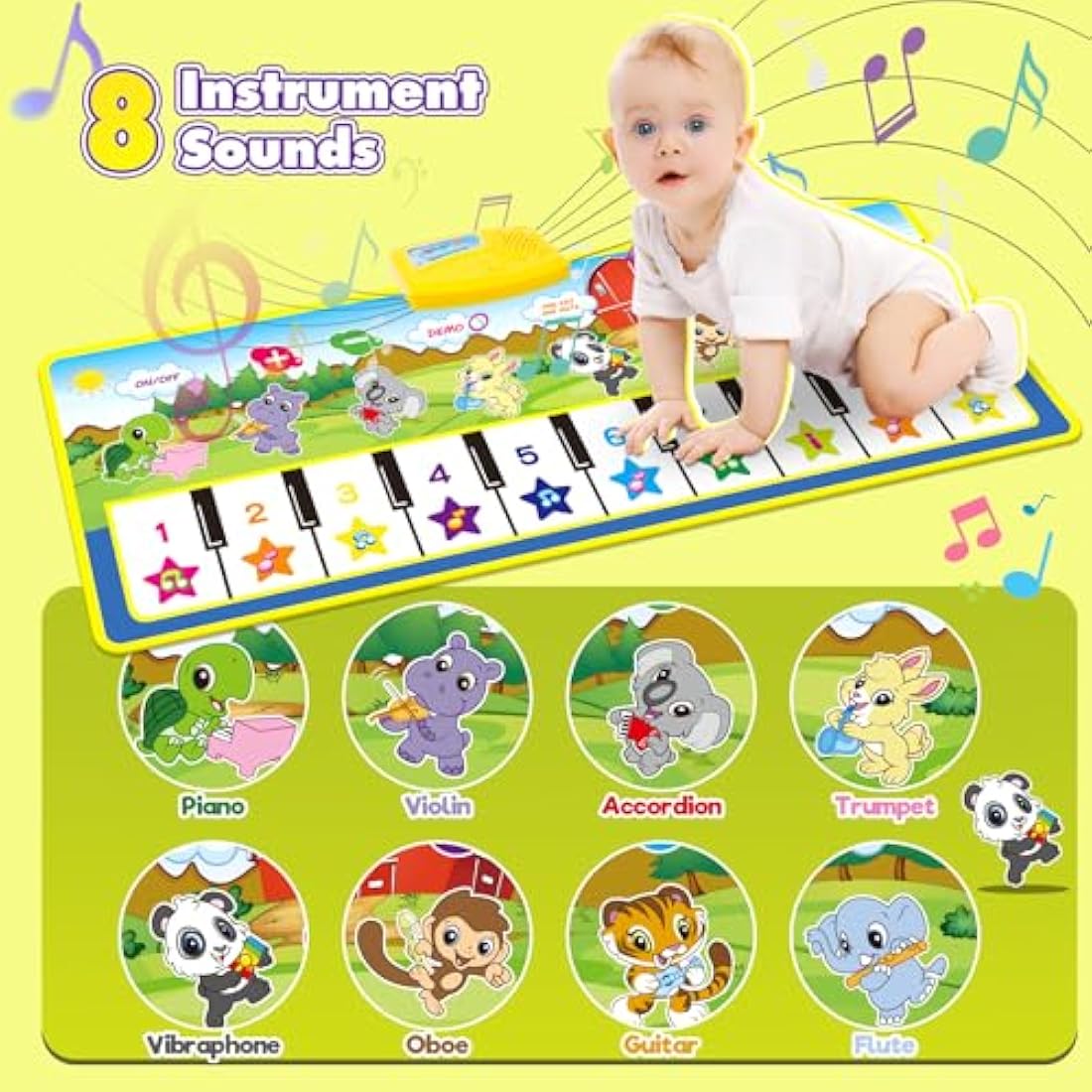 m zimoon Kids Piano Mat | 8 Instrument Musical Dance Floor Mat for Toddlers