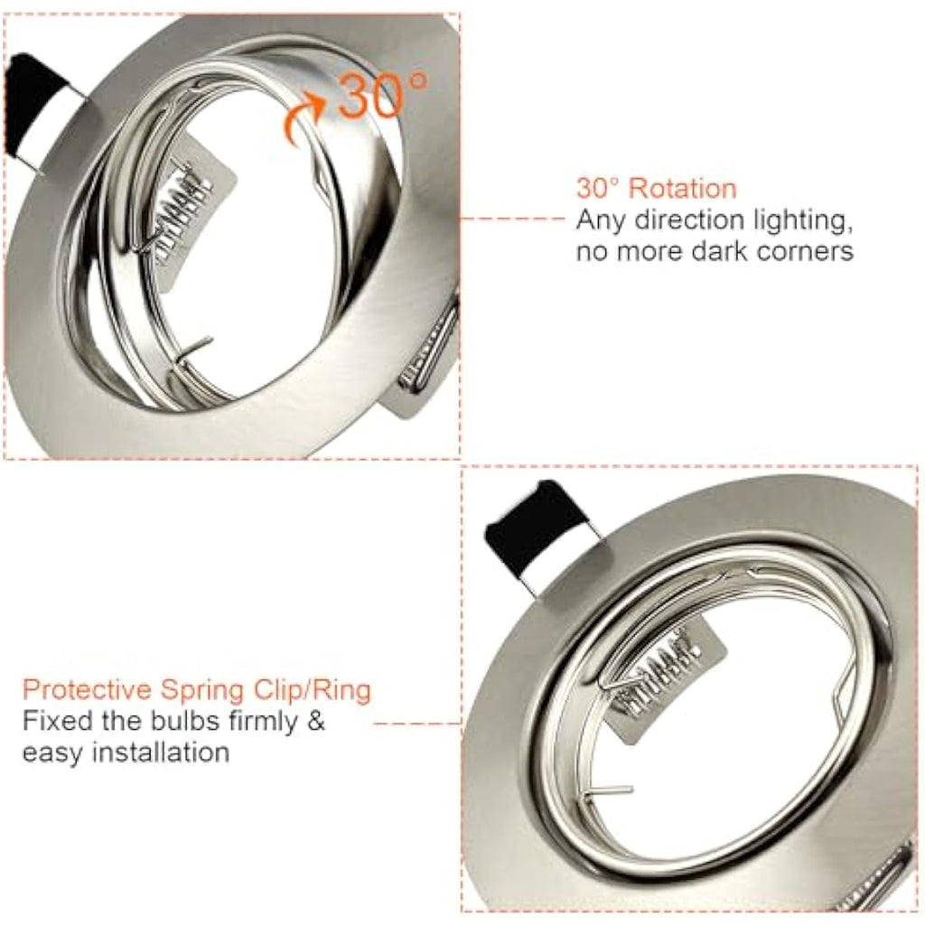 HiBay 6-Pack LED Recessed Downlights | Brushed Chrome Tilt Spotlights