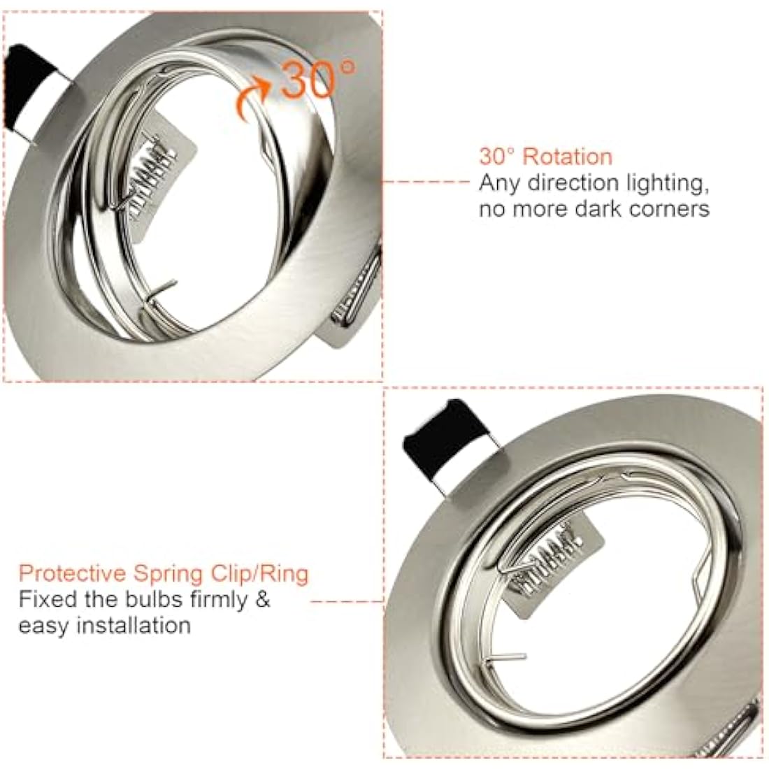HiBay 6-Pack GU10 LED Recessed Downlights | Brushed Chrome Tilt Spotlights