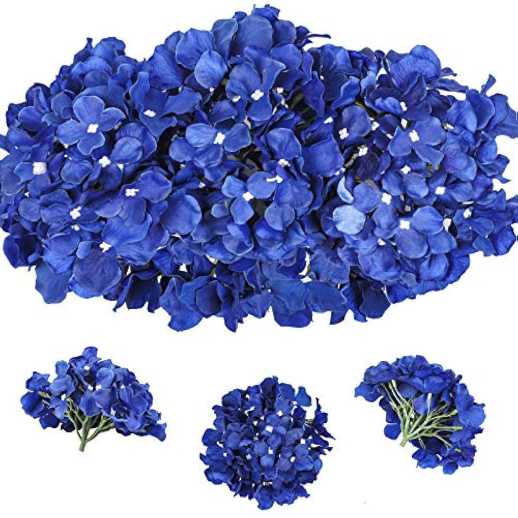 Tifuly 12Pcs Artificial Silk Hydrangeas for Wedding Decor – Royal Blue