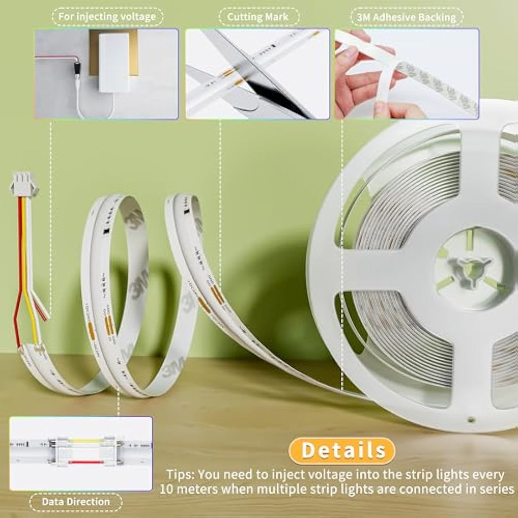 PAUTIX RGBIC COB LED Strip Light – 10M Addressable 24V Flexible Tape