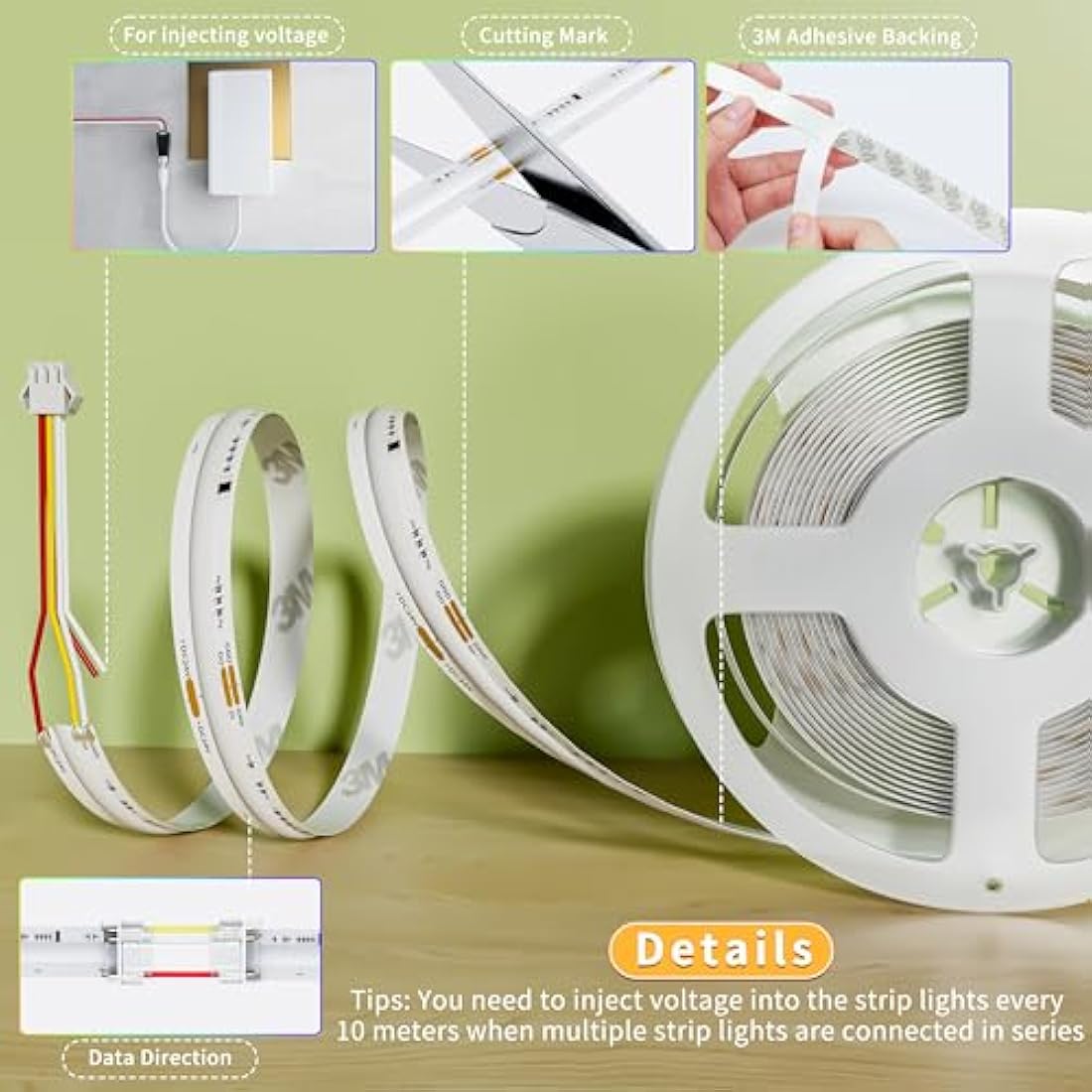 PAUTIX RGBIC COB LED Strip Light – 10M Addressable 24V Flexible Tape