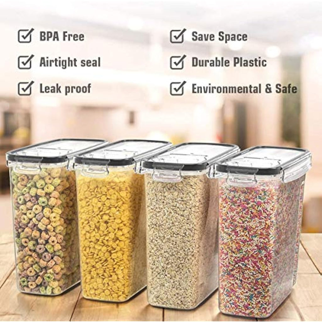Wildone Airtight Cereal Container Set | 4L BPA-Free Food Storage (4 Pack)