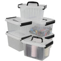 Lesbin 3 L Clear Plastic Storage Box with Lids, 6-Pack Small Latching Box with Handle