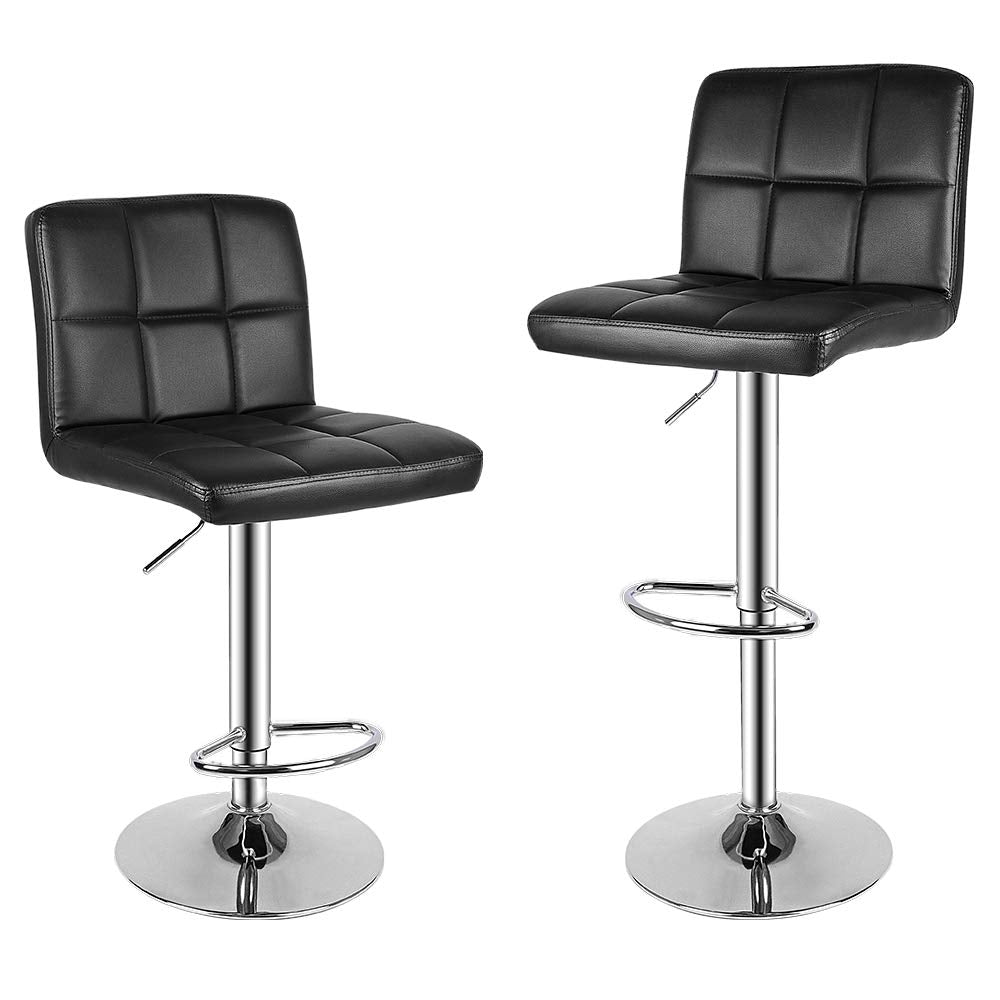 bigzzia Swivel Bar Stools Set of 2 - Adjustable PU Leather Counter Chairs