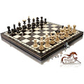 Master of Chess Pearl 14" Wooden Chess Set – Handmade Travel Board