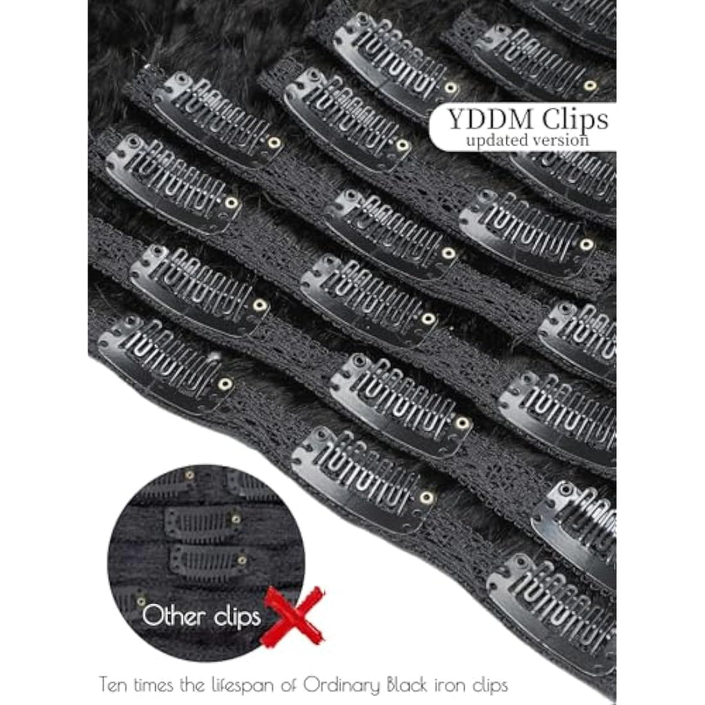 Kinky Straight Clip-in Human Hair Extensions - 14 Inch