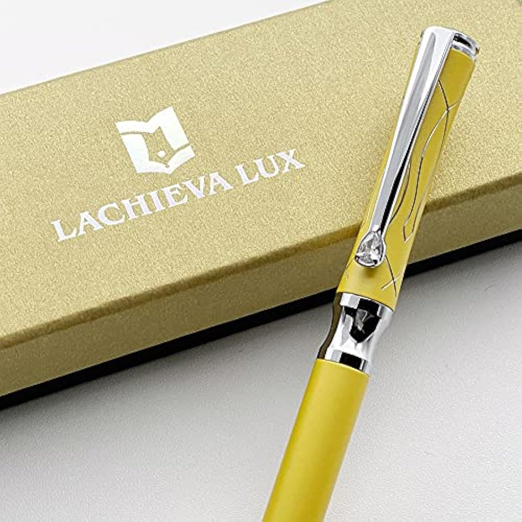 LACHIEVA LUX Crystal Executive Metal Ballpoint Pen - Yellow with Refills
