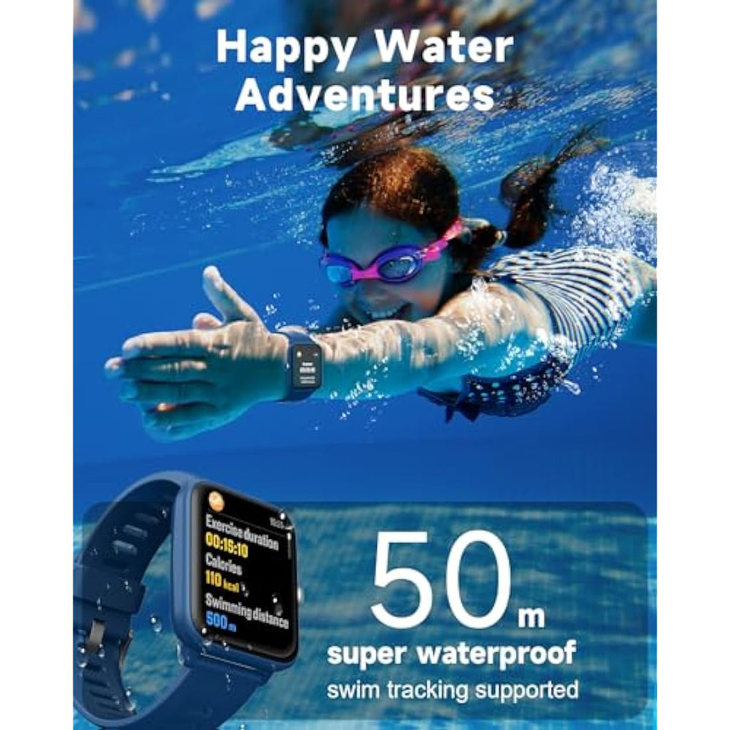 BIGGERFIVE Kids Smart Watch - 5ATM Waterproof Fitness Tracker for Boys Girls
