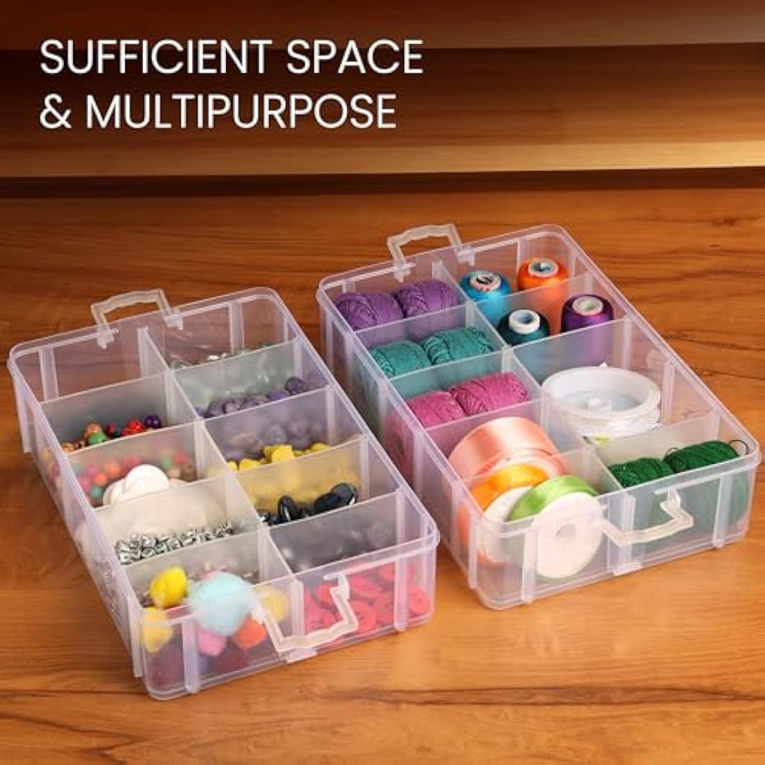 Belle Vous 5-Tier Craft Storage Box | 50-Compartment Plastic Organiser