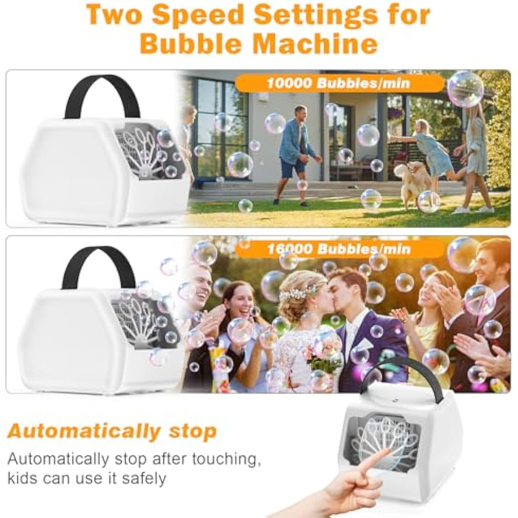 Portable Bubble Machine | 16000+ BPM Electric Blower for Kids