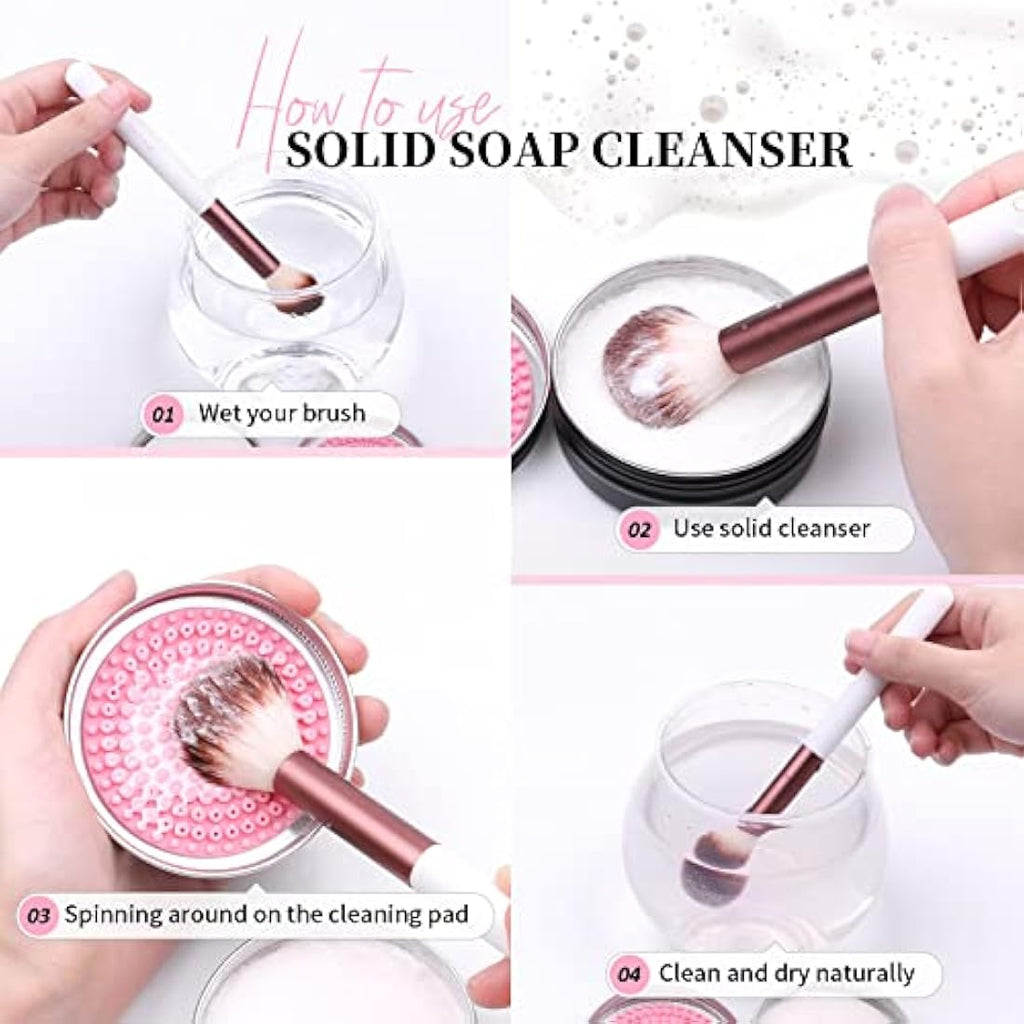 DUcare Makeup Brush Cleaner Set | Solid Soap & Color Removal Sponge