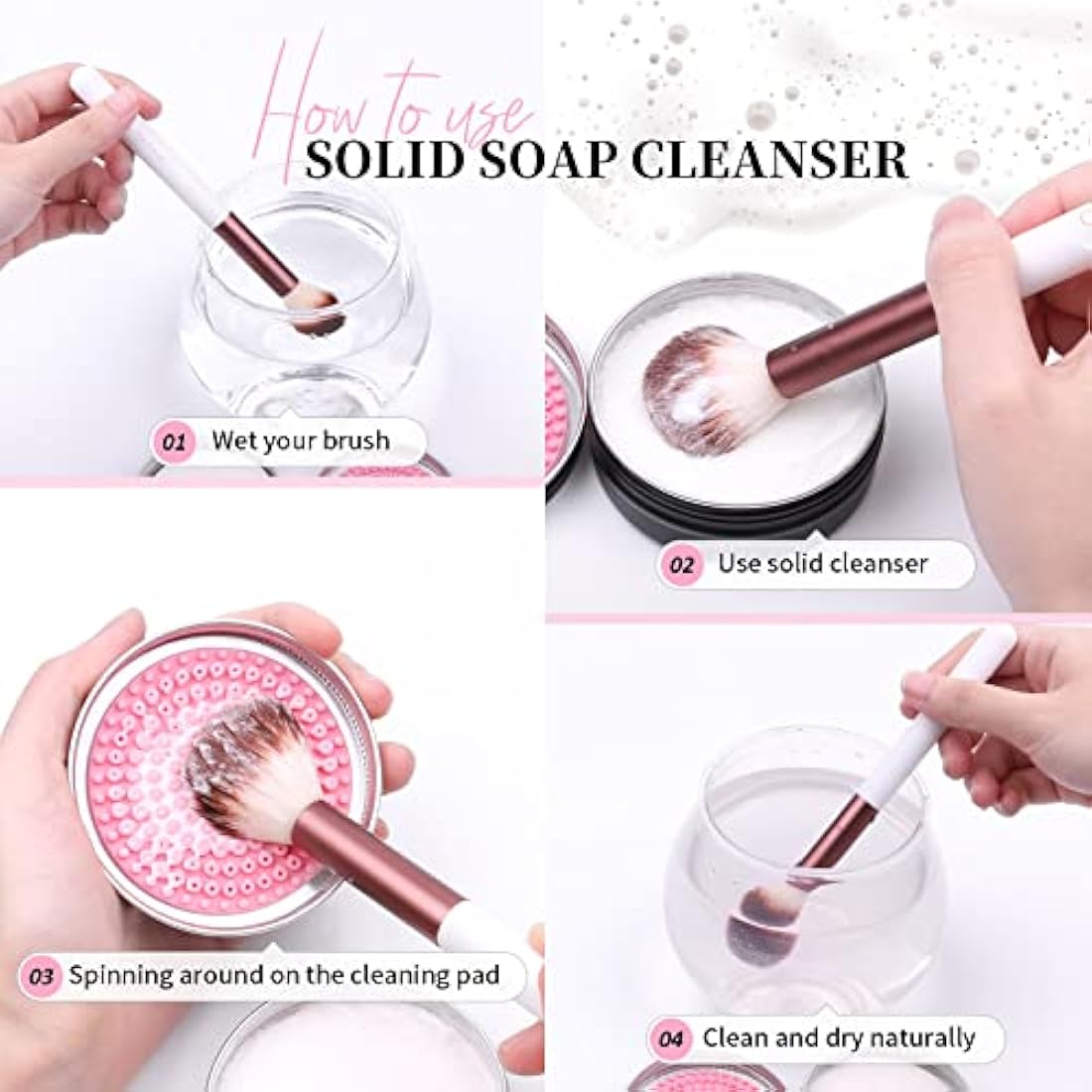 DUcare Makeup Brush Cleaner Set | Solid Soap & Color Removal Sponge