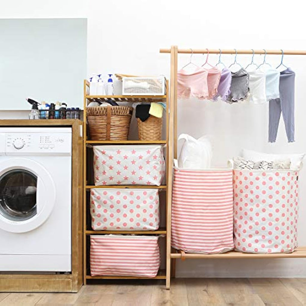 Sea Team Waterproof Ramie Cotton Laundry Hamper – Large Folding Storage Bin