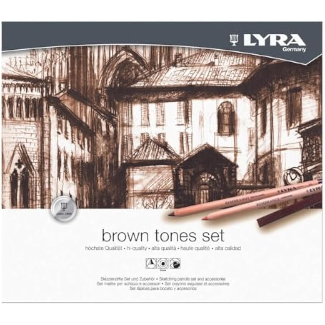 LYRA Fine Art Sketching Set – 11 Brown Tones Pencils & Pastels