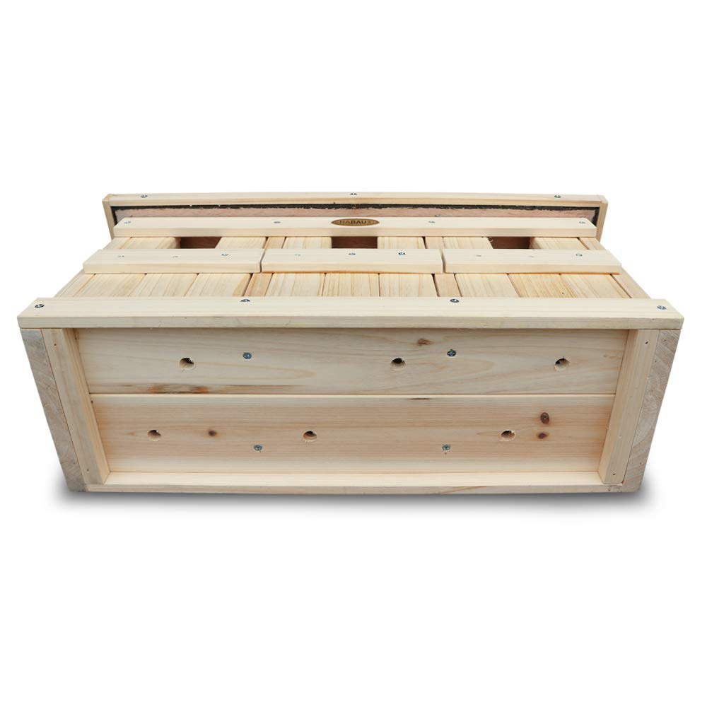 HABAU 3-Chamber Sparrow House – Solid Wood Bird Nesting Box