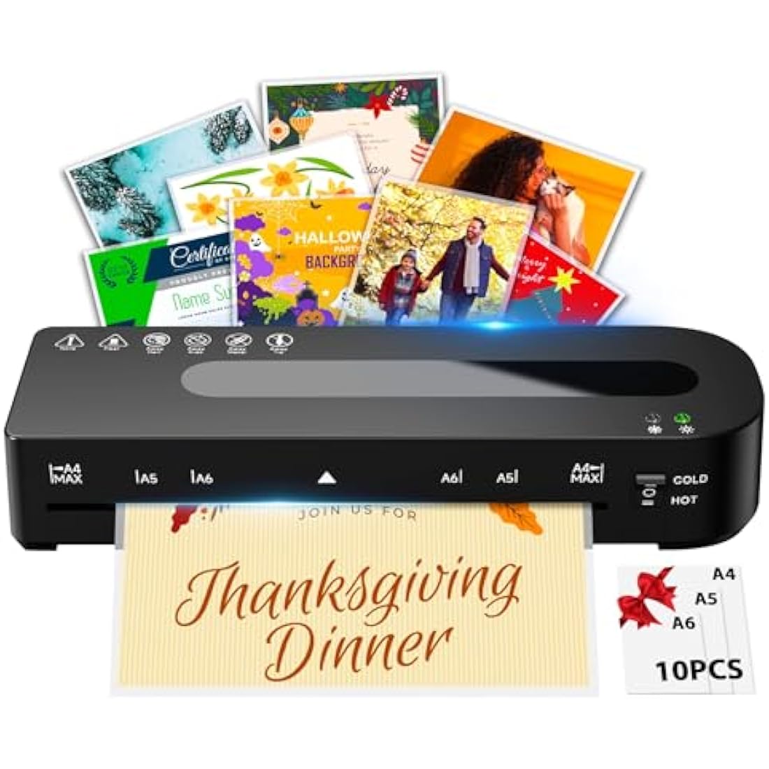 MAXDONE A4 Laminator Machine | 90s Fast Warm-Up Thermal & Cold - Black