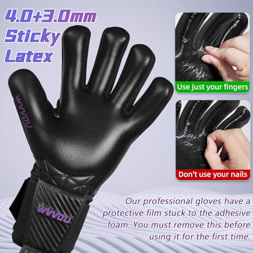 WVVOU Football Goalkeeper Gloves | 4mm Latex Palm with Fingersave