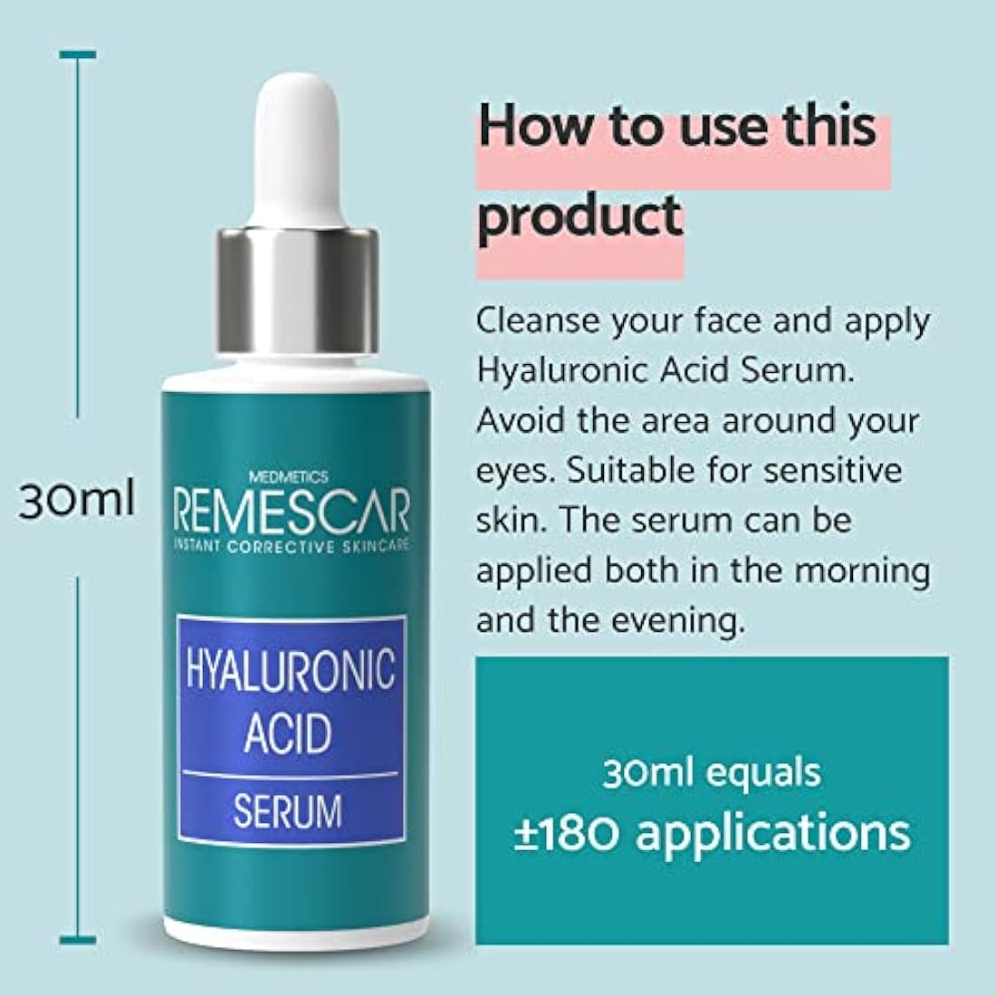 Remescar Hyaluronic Acid Face Serum - Intense Moisturising Complex 30ml