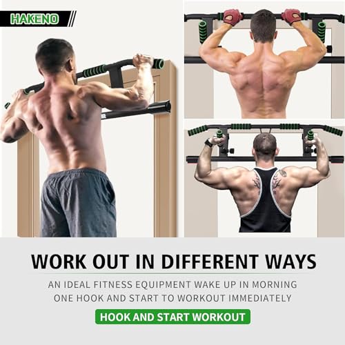 HAKENO Multi-Grip Pull Up Bar for Doorway with Suspension Straps