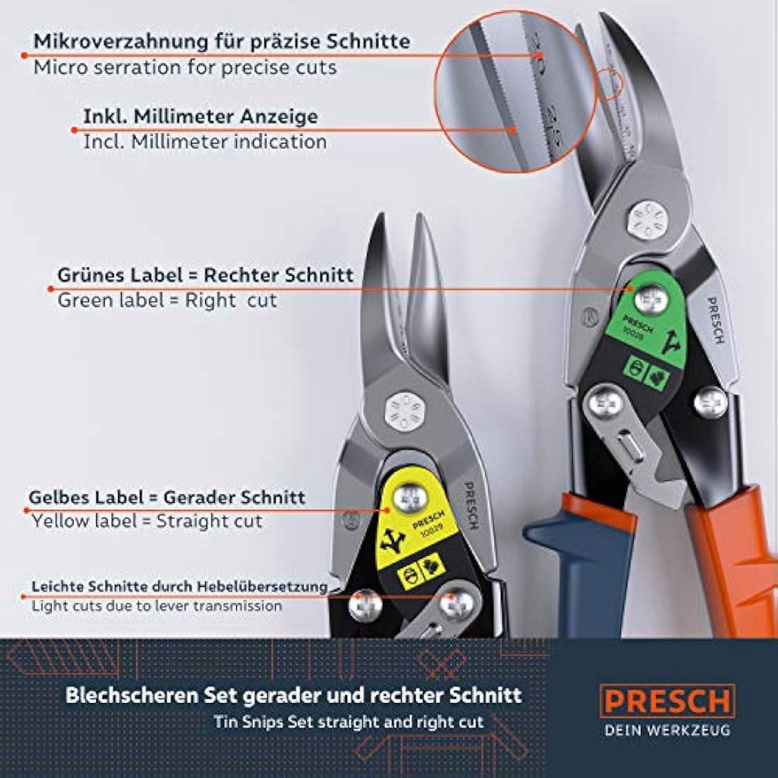 Tin Snips Set – CrMo Steel Straight & Right Cut Aviation Snips