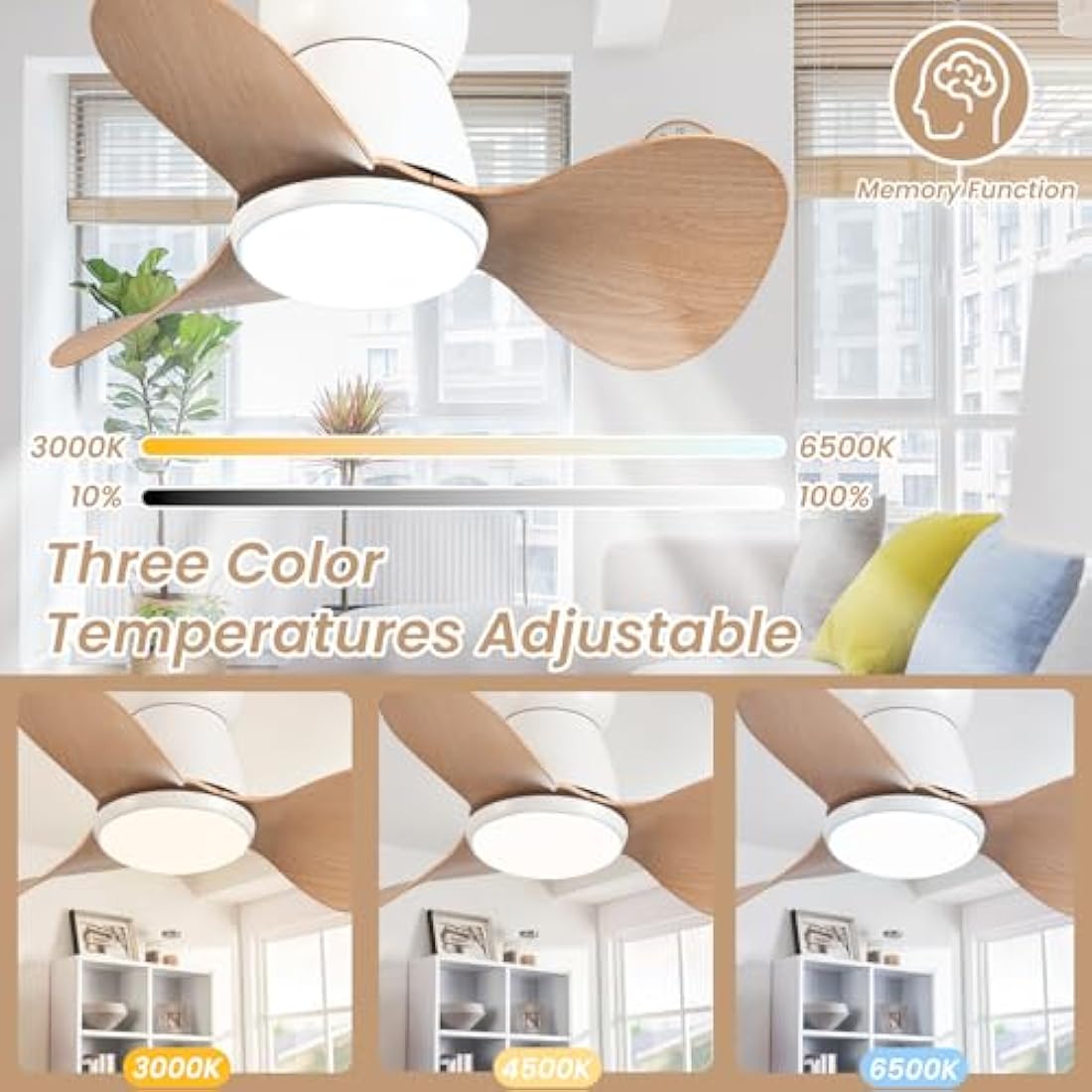 24" Mini DC Ceiling Fan with Light and Remote – 6 Speeds