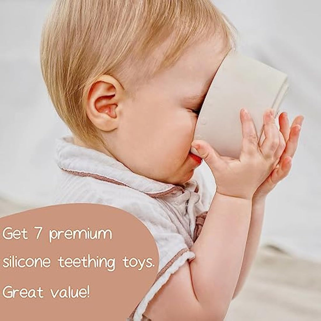 Moonkie Silicone Stacking Cups – 7 Piece Food Grade Baby Teether Toy