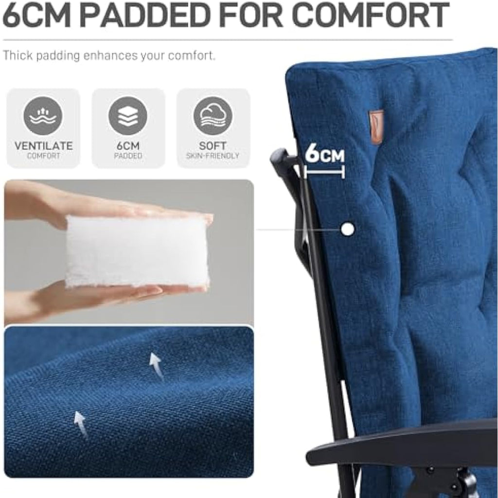 EVER ADVANCED Heavy Duty Camping Chairs - 4-Position Recliner 2-Pack